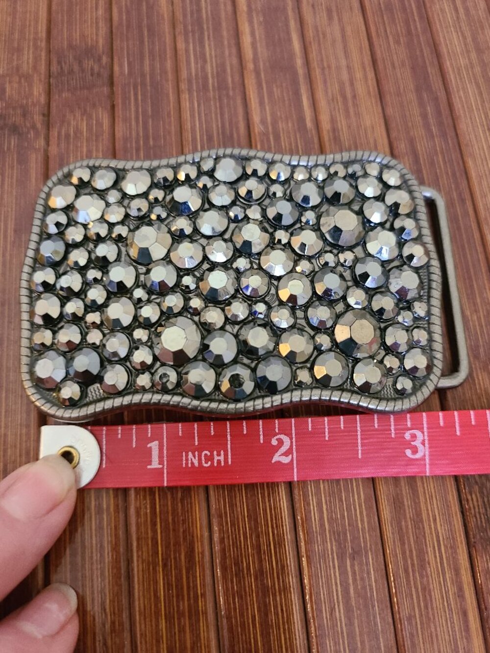 Two Rhinestone Belt Buckles - Flower & Rectangle - Picture 5 of 10